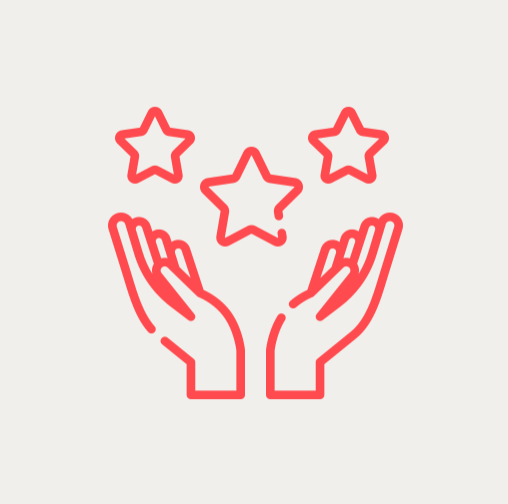 Icon with hands that are holding stars 